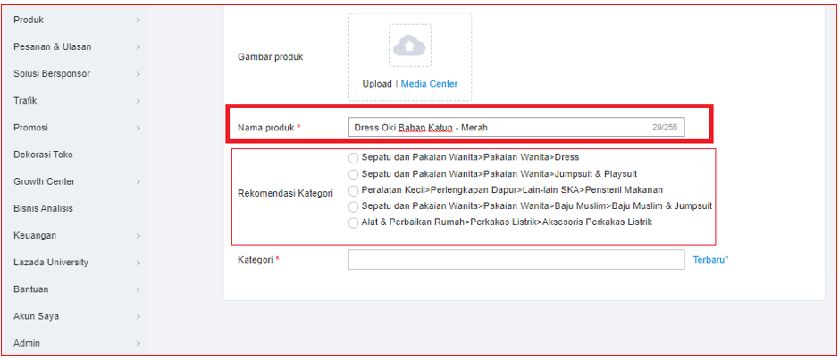 Kesalahan Kategori Produk Lazada Seller Center